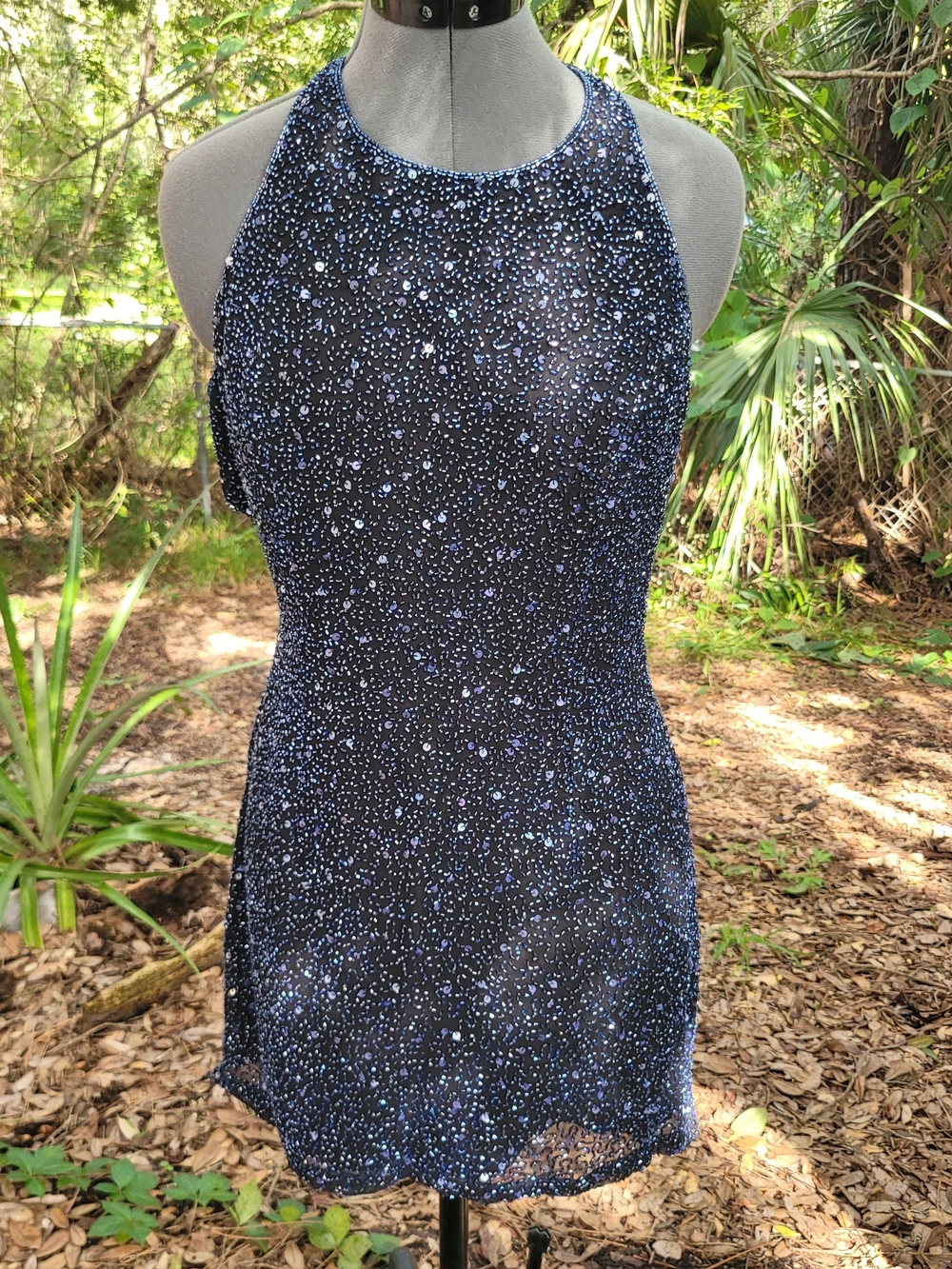Scala Navy Sparkle Halter Mini Dress